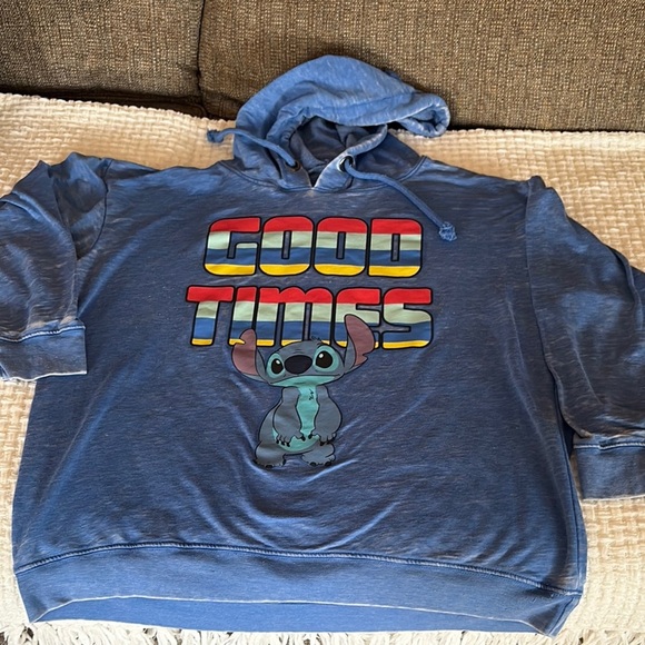 Gently Loved Disney Blue Graphic Stitch Hoodie Unisex - Picture 1 of 8